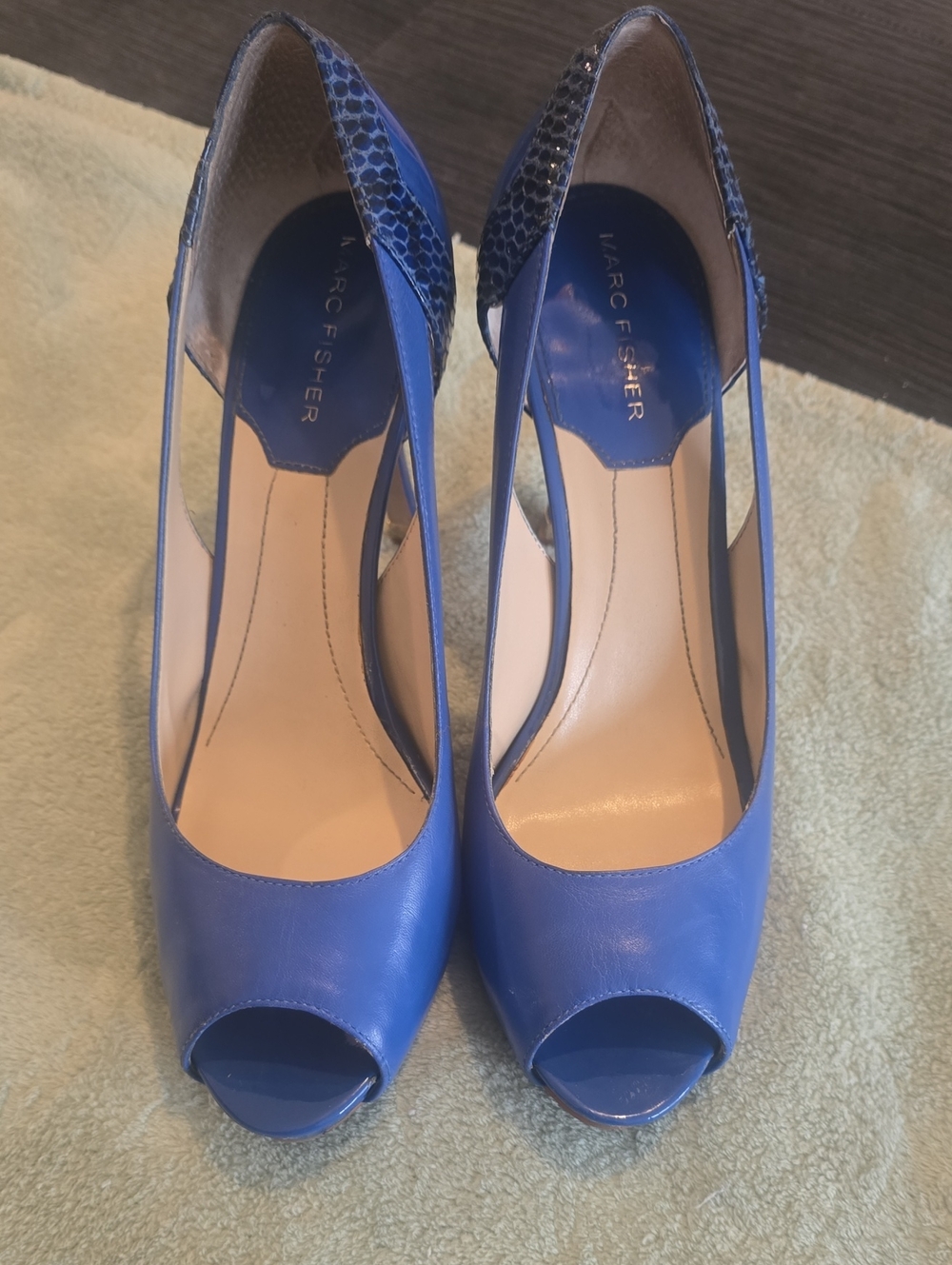 Marc Fisher Royal Blue Peep-Toe Slingback Pumps [8.5M]